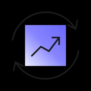 A rising chart inside a refresh ring