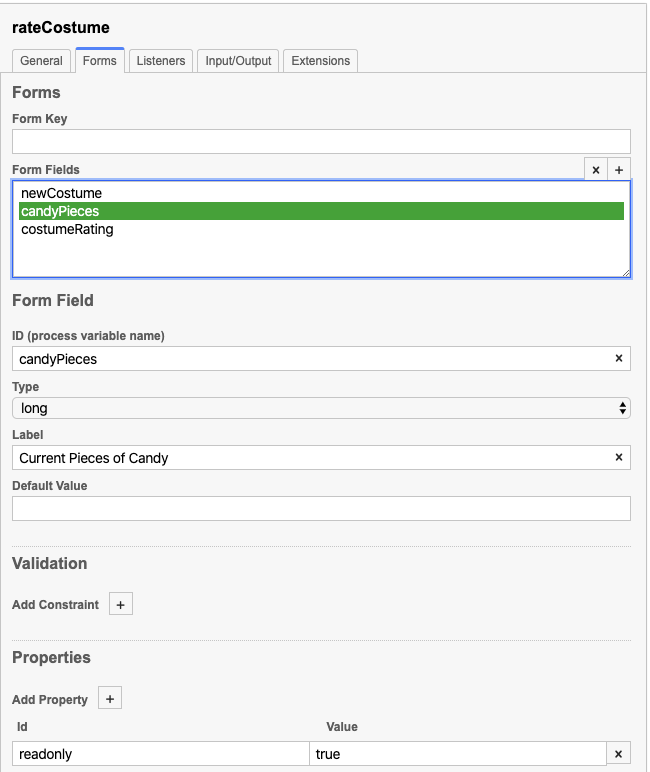 Adding Form Field candyPieces in the form builder
