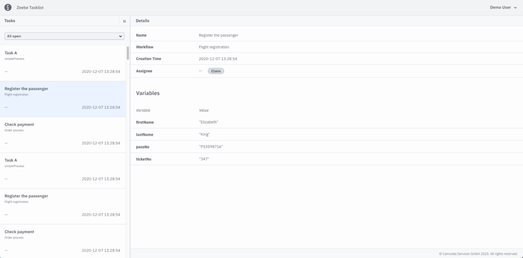 screenshot of first alpha release of Tasklist