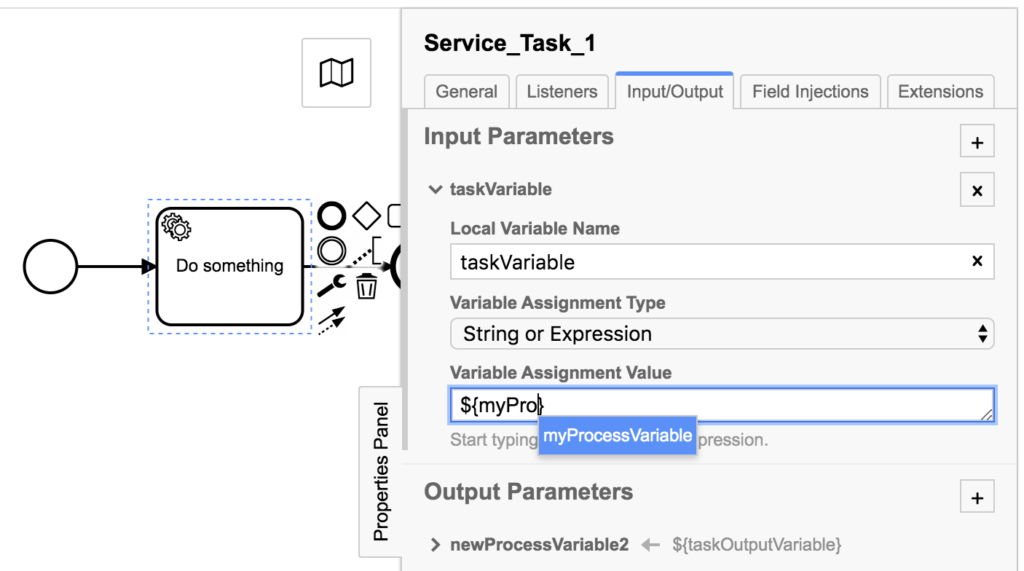 input parameter suggestion screenshot