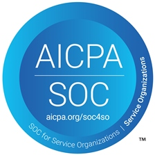 A certification badge from AICPA for SOC compliance.