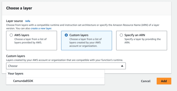 The Choose a Layer page with the Custom layers radio button selected