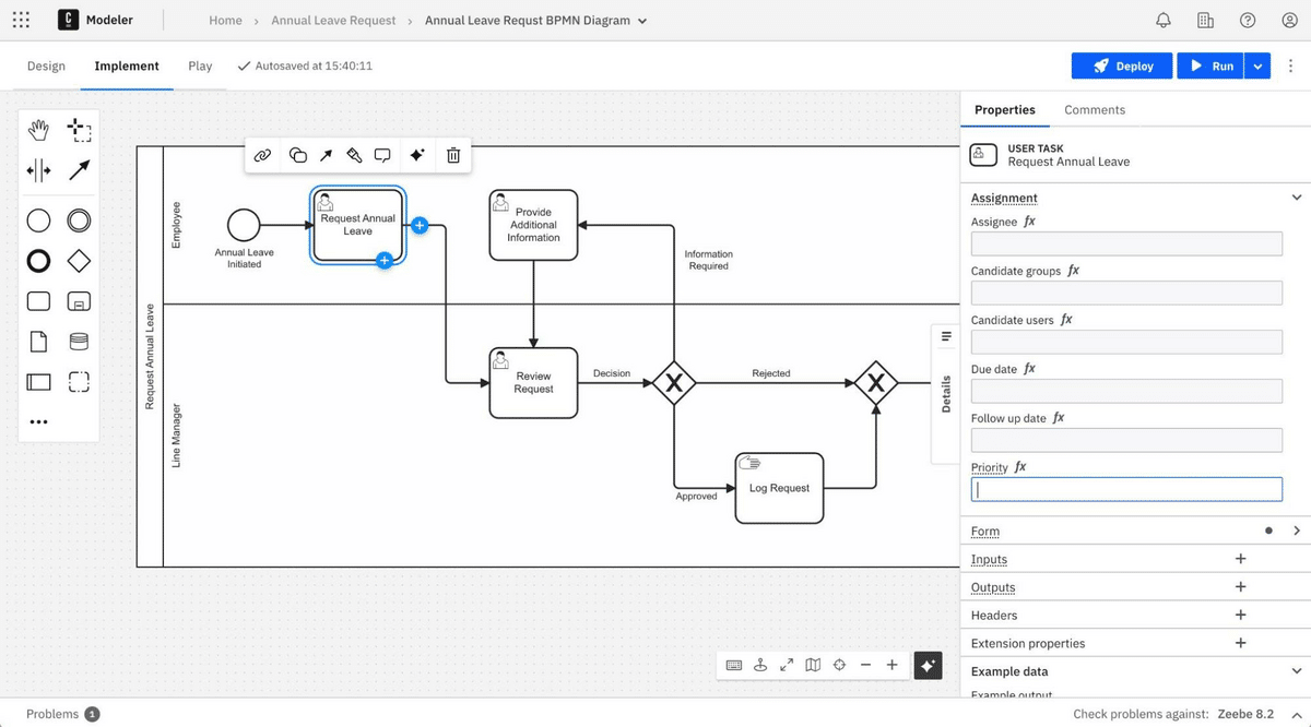 Define User Task priority in the Modeler