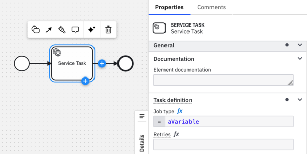 Setting a Service Task type to a FEEL expression