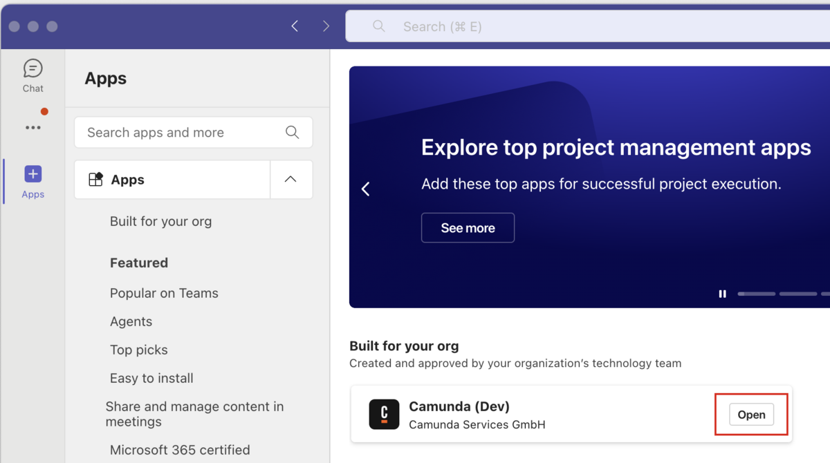 Camunda-teams-integration-open