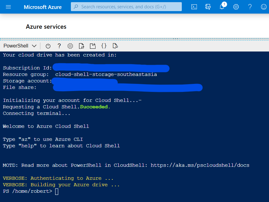 Azure Cloud Shell PowerShell embedded in portal