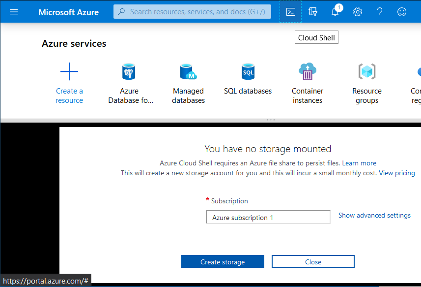Cloud Shell Option within the Azure Portal