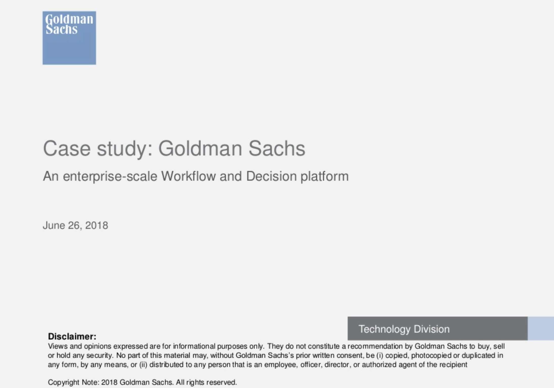 Watch the Goldman Sachs workflow platform presentation