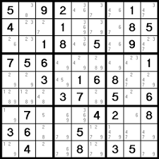 Figure 1 – Sudoku pencil marks (Image courtesy learn-sudoku.com)