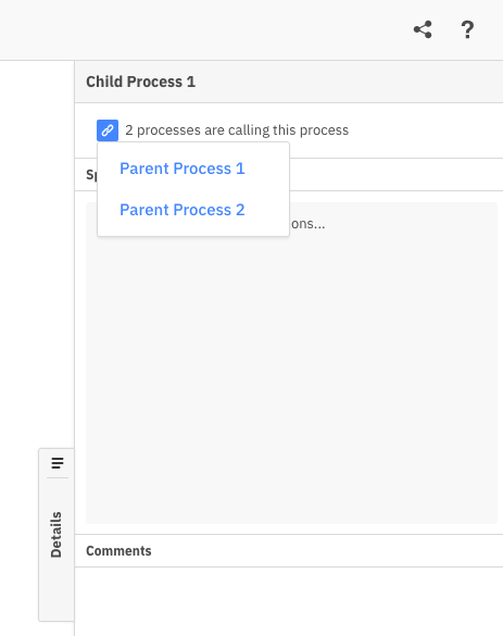 Showing links to the parent process diagram