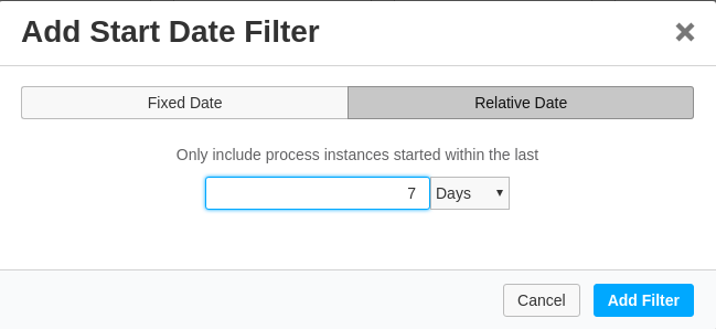 Filter process instances by a rolling date